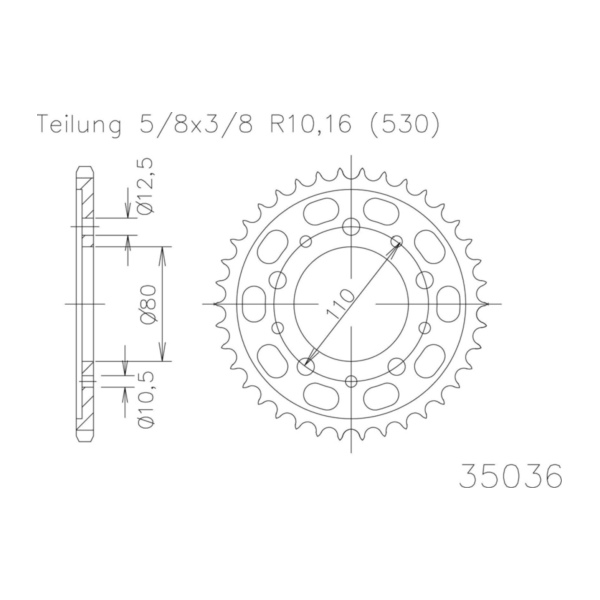 Kettenblat ESJOT Kettenrad, 46 Zähne 92-35036-46