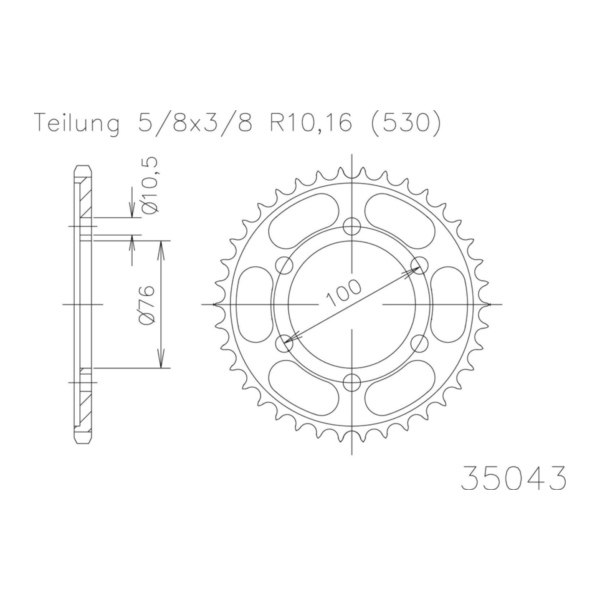 ESJOT Chain wheel, 43 teeth 92-35043-43 fitting for Suzuki RF R/RS2 900 GT73B 1994-1997, 