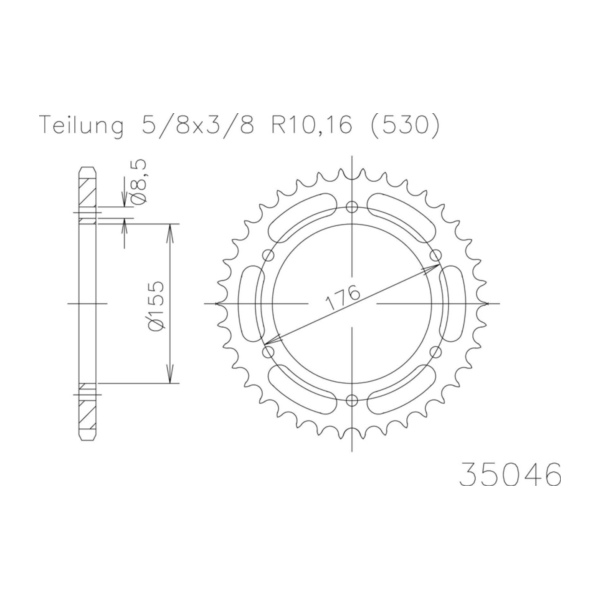 Kettenblat ESJOT Kettenrad, 42 Zähne 92-35046-42 passend für Triumph Sprint  1050 215NA 2007, 98 PS, 72 kw