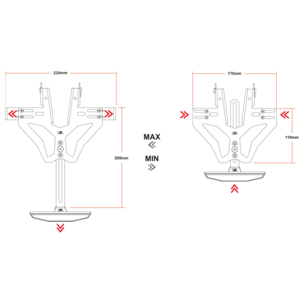 Nummernschildhalter LSL MANTIS-RS für Ducati Monster, ohne Kennzeichenbeleuchtung passend für Ducati Monster  35 MH00AA/MK35A 2021-2021, 