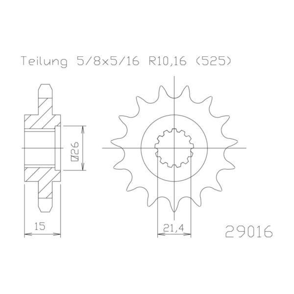 ESJOT Chain pinion, 14 teeth 92-29016-14