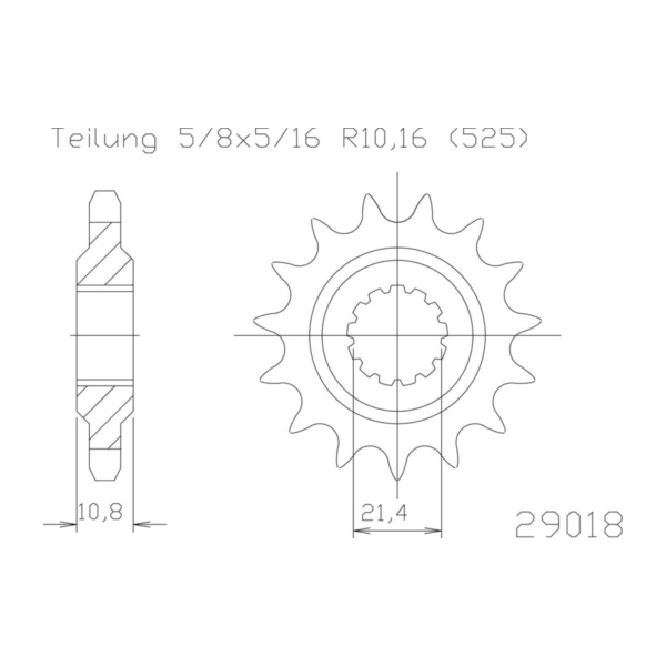 ESJOT Kettenritzel, 16 Zähne 92-29018-16 passend für Yamaha YZF-R6 RaceABS 600  2021, 118 PS, 87  kw