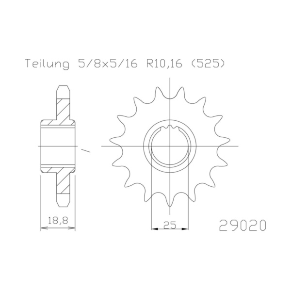ESJOT Chain pinion, rubberized, 15 teeth 92-29020-15G
