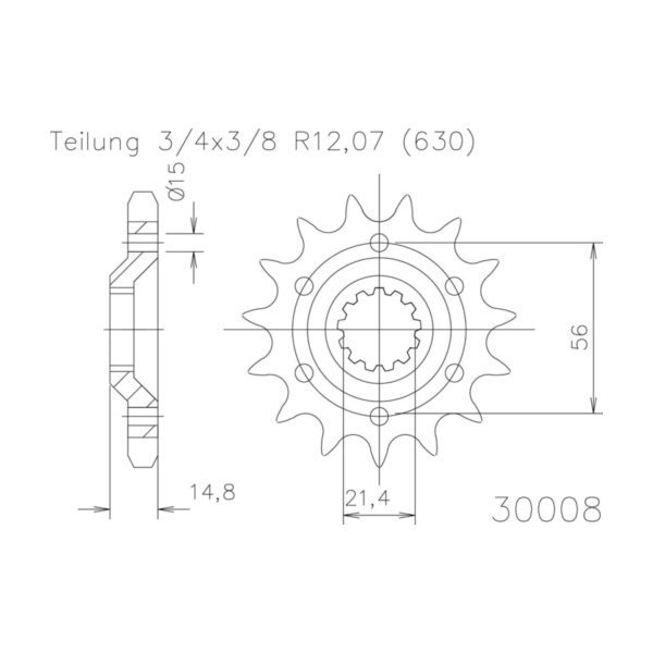 ESJOT Kettenritzel, 15 Zähne 92-30008-15