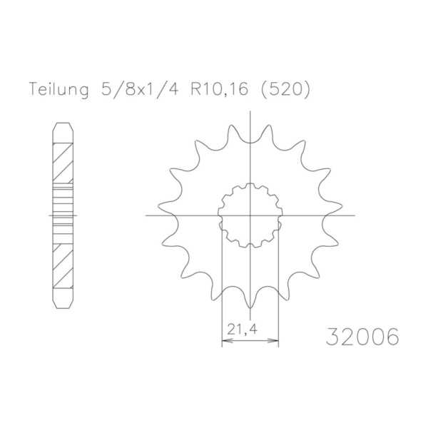 ESJOT Kettenritzel, 14 Zähne 92-32006-14 passend für Yamaha TZR  250 2MA 1987, 50 PS, 37 kw
