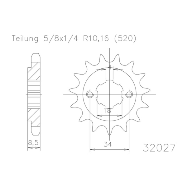 ESJOT Chain pinion, 13 teeth 92-32027-13 fitting for Honda CA Rebel 125 JC24 1995, 11 PS, 8,1 kw