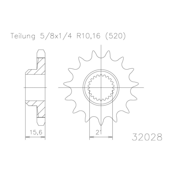 ESJOT Kettenritzel, 14 Zähne 92-32028-14