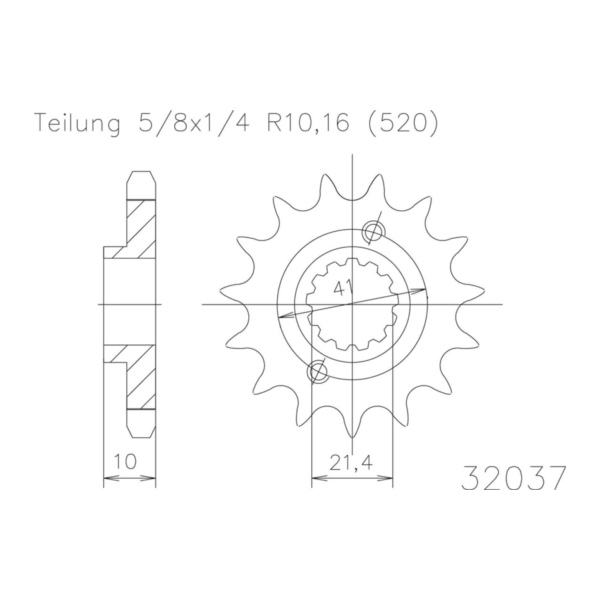 ESJOT Kettenritzel, 14 Zähne 92-32037-14 passend für Honda FMX  650 RD12A 2005, 38 PS, 28 kw