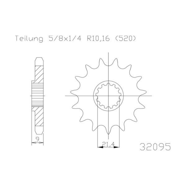 ESJOT Kettenritzel, 12 Zähne 92-32095-12