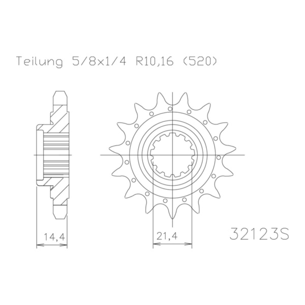 ESJOT Kettenritzel, 14 Zähne 92-32123-14 passend für Kawasaki Ninja RR 95 ZX600N 2005-2005, 