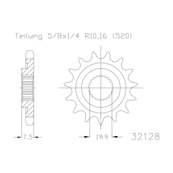 ESJOT Kettenritzel, 13 Zähne 92-32128-13