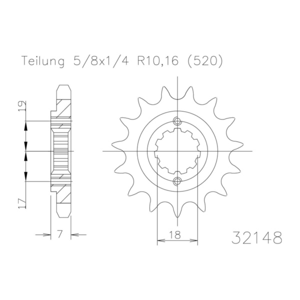 ESJOT Kettenritzel, 14 Zähne 92-32148-14