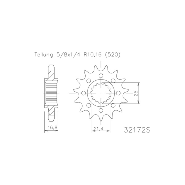 ESJOT Chain pinion, 16 teeth 92-32172-16 fitting for Honda NC  35 RH09 2021-2021, 