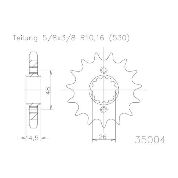 ESJOT Chain pinion, 16 teeth 92-35004-16