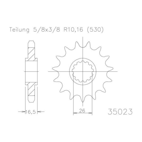 ESJOT Kettenritzel, 16 Zähne 92-35023-16