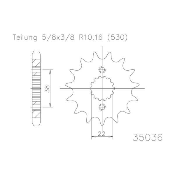 ESJOT Kettenritzel, 14 Zähne 92-35036-14