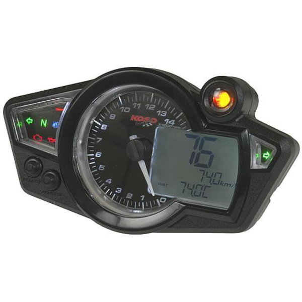 Cockpit Multifunktions-Tachometer Koso RX1N GP Style schwarz-weiß 11043