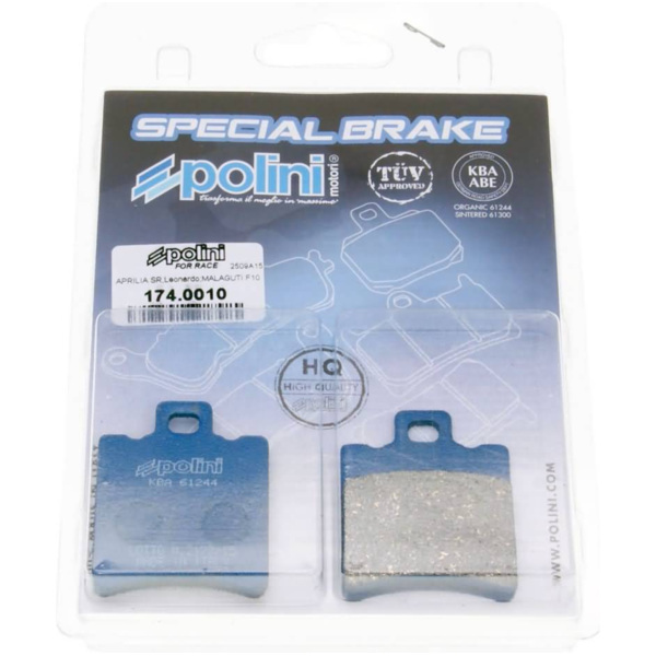 brake pads Polini organic for Race for Aprilia Malaguti MBK Piaggio Yamaha 174.0010 fitting for Aprilia RS  055  1996-1998, 