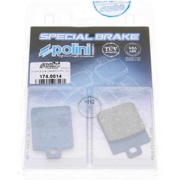 brake pads Polini organic for Race for Gilera Piaggio Vespa 174.0014 fitting for Vespa S ie 2V E3 150  2011-2013, 