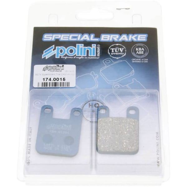 brake pads Polini organic for Race for Derbi Gilera Italjet Peugeot 174.0015 fitting for Peugeot Vivacity  100 VGA S2ACL 2005, 8,7 PS, 6,4 kw