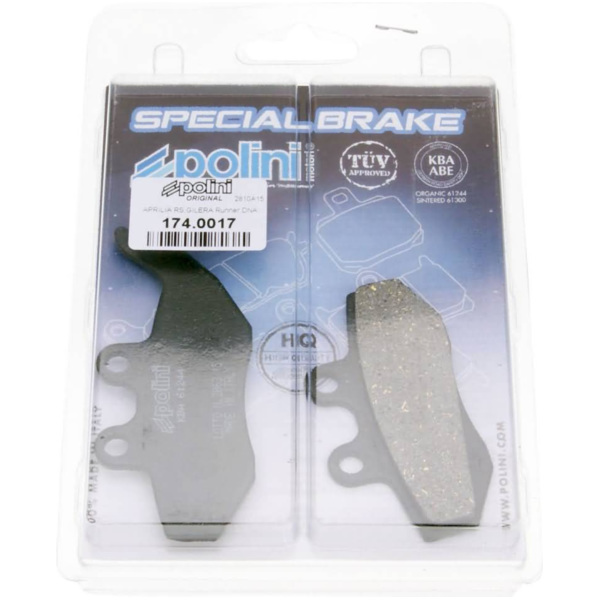 brake pads Polini organic for Aprilia Gilera MBK Yamaha 174.0017 fitting for Yamaha TZR  50 RA033 2007, 1,8/8,1 PS, 1,3/5,94 kw