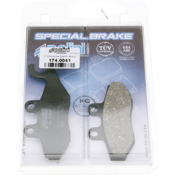 brake pads Polini organic for Aprilia, Derbi, Gilera, Piaggio, Vespa 174.0041 fitting for Piaggio Beverly  400 M34300 2007, 33,3 PS, 24,5 kw