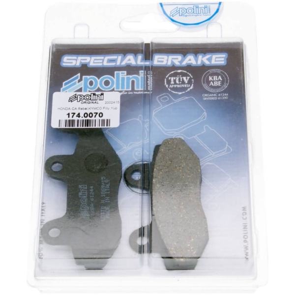 brake pads Polini organic for Kymco, Peugeot 174.0070 fitting for Kymco Vitality  50 U30000 2007, 3,9 PS, 2,9 kw