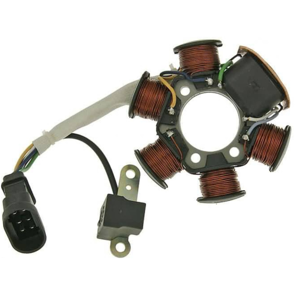 alternator stator for Piaggio engine with carburetor (99-) 19007 fitting for Aprilia SR Ditech Racing 50 RLD10 2005, 4,5 PS, 3,3 kw