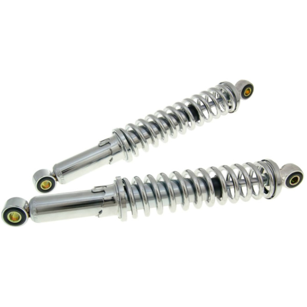 shock absorber set / shocks 320mm adjustable chrome for Puch 29678 fitting for Puch Maxi Speichenrad 25  1979, 1,4 PS, 1 kw