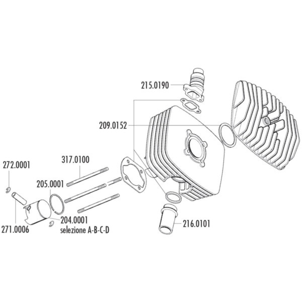 cylinder stud bolt Polini M7x125mm for Fantic Motor Regolarita 50, Minarelli P4-P6 317.0100