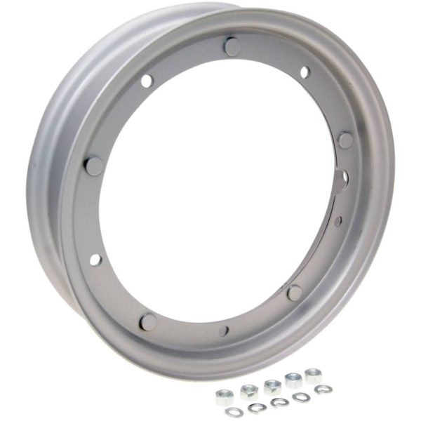 rim 10 inch 2.10x10 silver for Vespa PV, ET3, PK, S, XL, XL2, 125, GT, Sprint, PE, Lusso, T5, LML Star, Deluxe and more 36369 fitting for Vespa PK E-Starter 50 V5X3T 1989, 2,7 PS, 2 kw