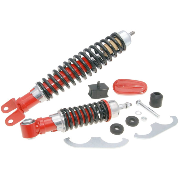Federbein Fahrwerkskit / Stoßdämpfer Satz Carbone Sport rot / schwarz für Vespa Primavera, ET3 125, Vespa 50 36693 passend für Vespa V  50 V5SA1T 1977, 2,5 PS, 1,8 kw