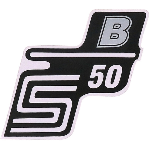 Emblem Logo Schriftzug S50 B Folie / Aufkleber silber für Simson S50 41962