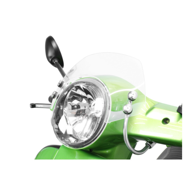 Flyscreen with chromed brackets -MOTO NOSTRA, w=340mm, h=105mm- Vespa GT, GTL, GTS, GTS Super 125-300cc - colourless 50687