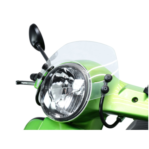 Flyscreen with black brackets -MOTO NOSTRA, w=340mm, h=105mm- for: Vespa GT, GTL