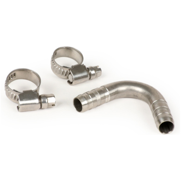Fuel hose elbow 55° inclined -BGM PRO- Vespa (Ø outer = 10.0mm, Ø inner = 7.0mm) - stainless steel 51219