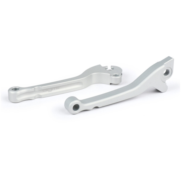 brake lever clutch lever set BGM PRO CNC silver matte ABE for Vespa PX (year 1998-2003), LML Star, Stella, disc brake GRIMECA BG