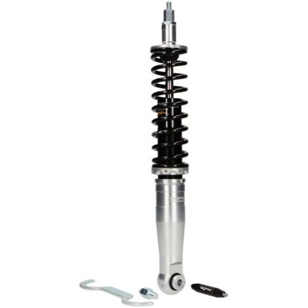 rear shock absorber BGM PRO SC/R1 SPORT, 385mm, black/silver for Vespa Wideframe VM1, VM2, VN1, VN2, VB1, VL1, VL2, VL3, GS150 B