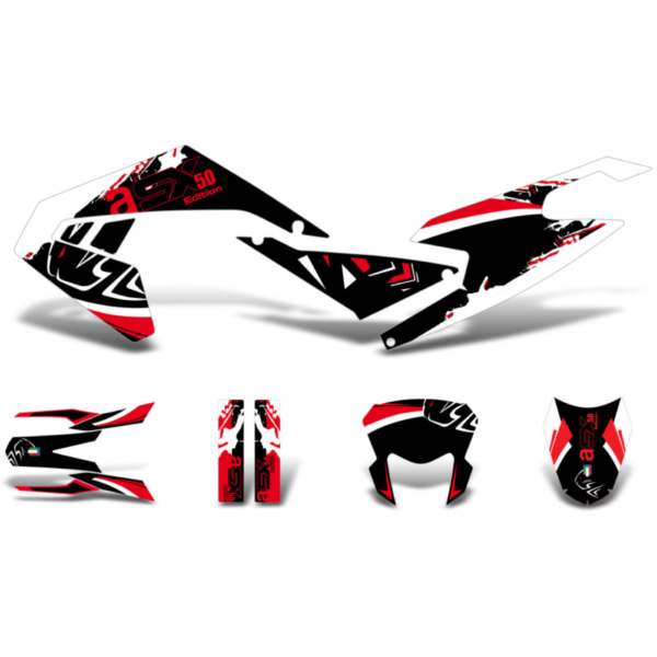 Aufkleber Dekor / Sticker Kit schwarz-weiß-rot matt für Aprilia SX50 2018- Euro4 DK-42996