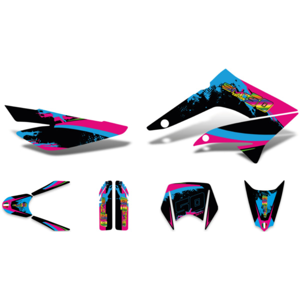 Aufkleber Dekor / Sticker Kit schwarz-pink-blau glänzend für Gilera SMT 11-17 DK-43057