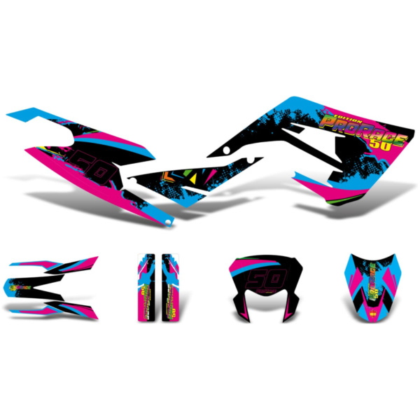 decal set black-pink-blue matt for Derbi Senda 50 2018- DK-43751