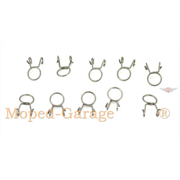 Fuel hose clamps 10 pieces 7mm 9mm for Zündapp, Kreidler, Hercules, Puch, moped, moped, mokick, scooter MG00071217