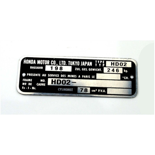 Nameplate for Honda MT 80 MG00083462