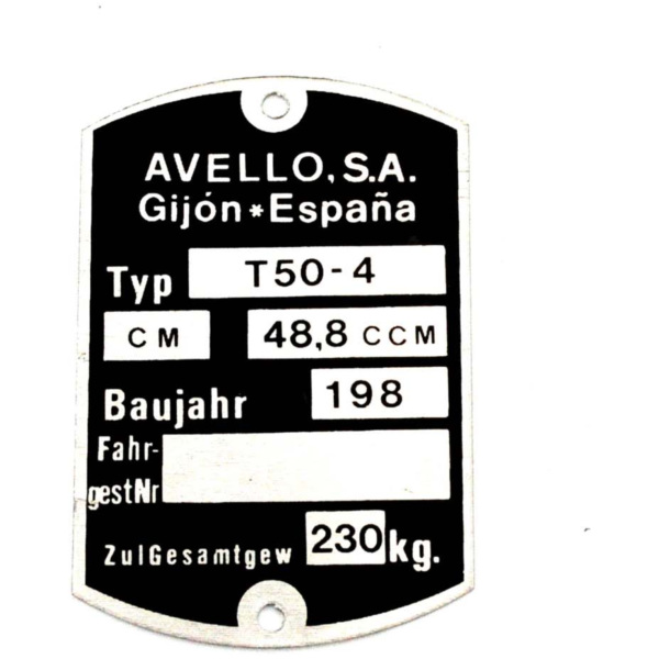 Rahmen Typenschild Maße 59 x 40mm für Mofa Mokick MG00083500