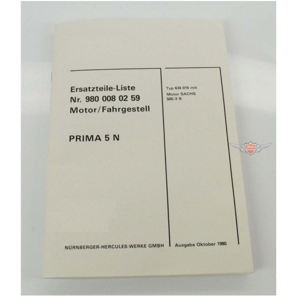 Spare parts list parts catalog engine chassis for Sachs 505 Hercules Prima 5 N MG00086174