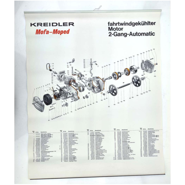 Poster exploded view Width approx. 600mm High 730mm for Kreidler MF MP, Flory MG00999869