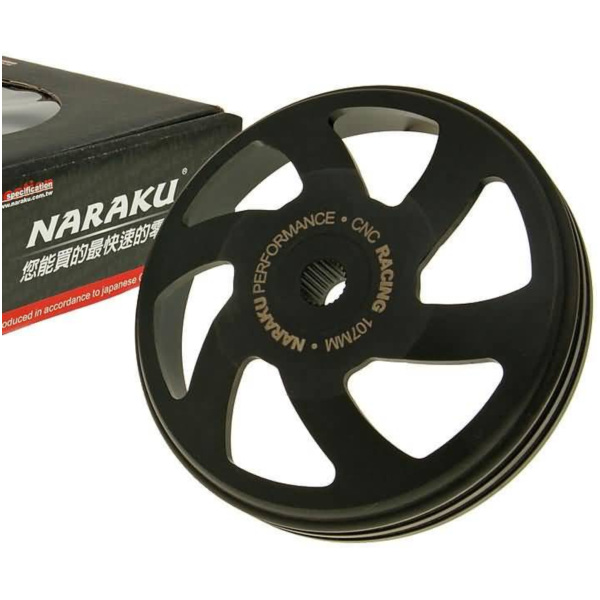 clutch bell Naraku V.2 CNC 107mm for Piaggio, Peugeot, Kymco, SYM, GY6 NK901.17 fitting for Aprilia SR Ditech Racing 50 RLD10 2005, 4,5 PS, 3,3 kw