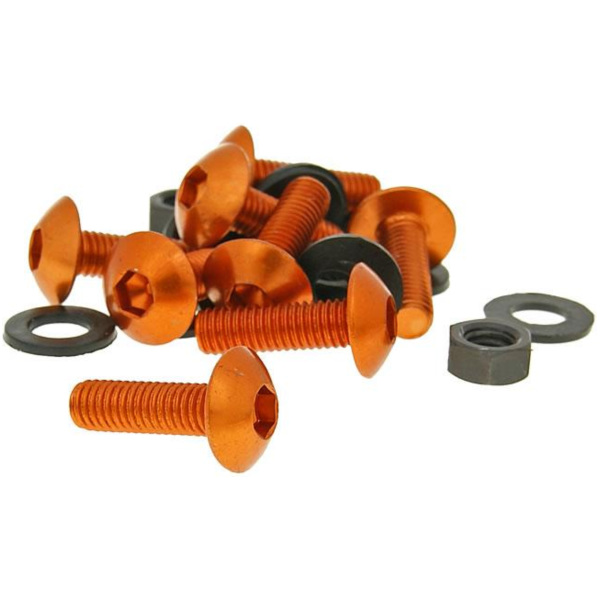 hexagon socket screw set incl. nuts M5x16 aluminum orange - 8 pcs each - fairing / styling VC21210