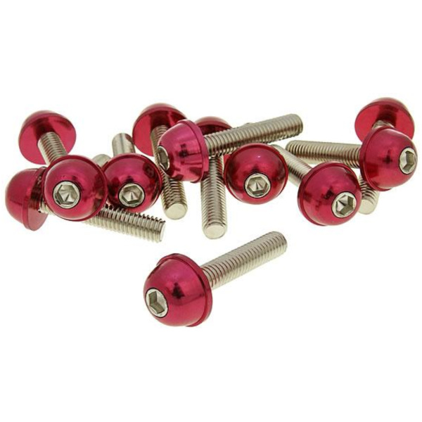 Bolzen Schraubensatz 12 Stück Alu-Kappe rot - M6x30 VC21227