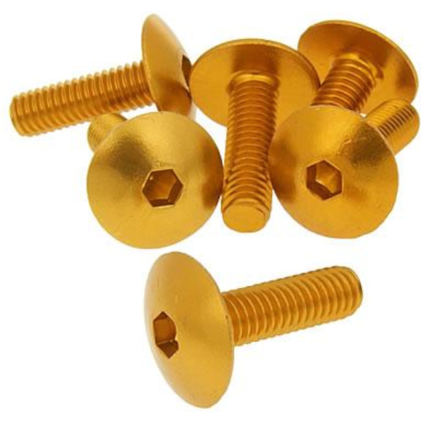 fairing screws hex socket head - anodized aluminum gold - set of 6 pcs - M6x20 VC21243